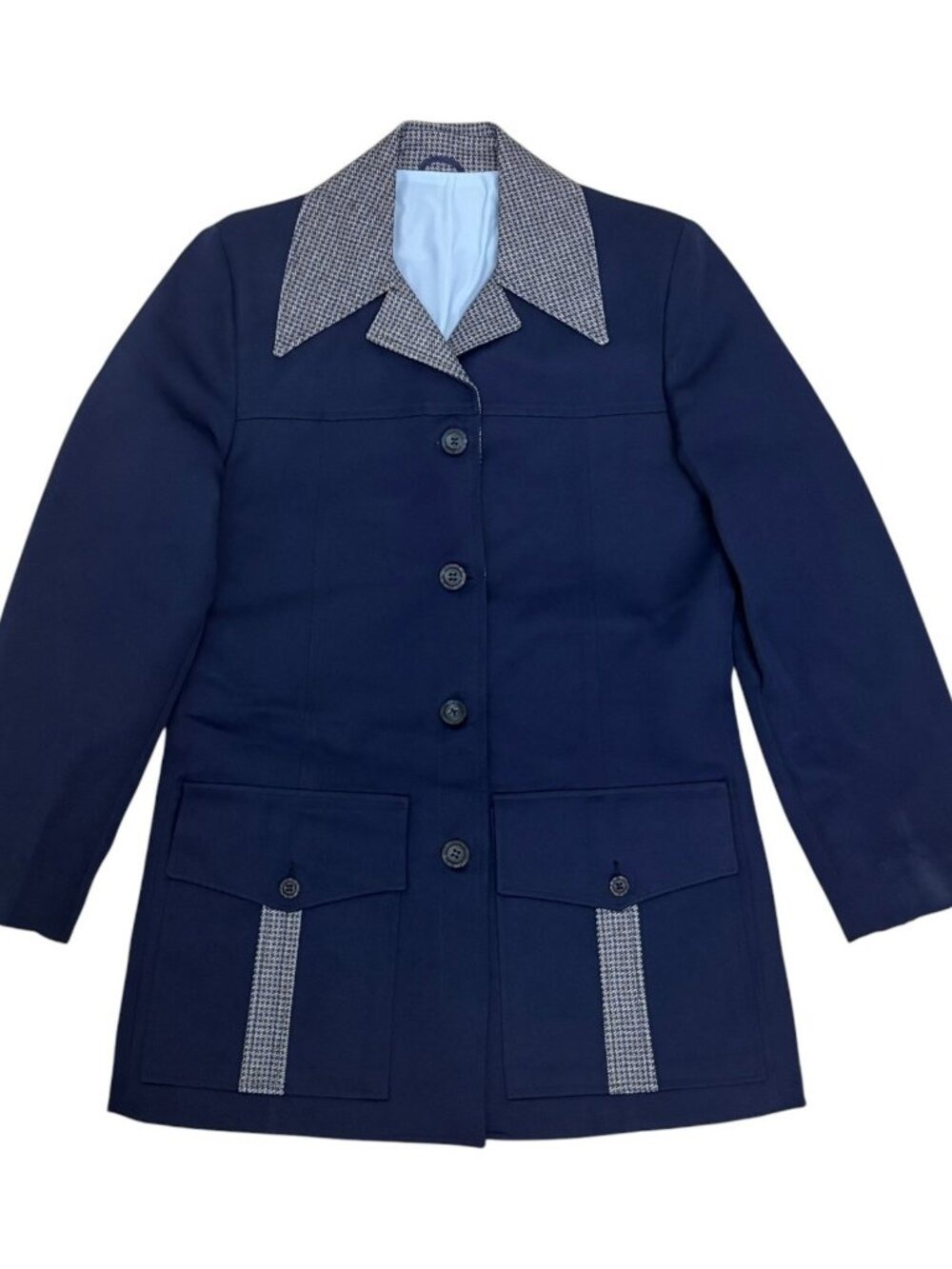 SEARS VINTAGE Jacket 80s Blue Business Casual Retro Blazer Coat Mens Small